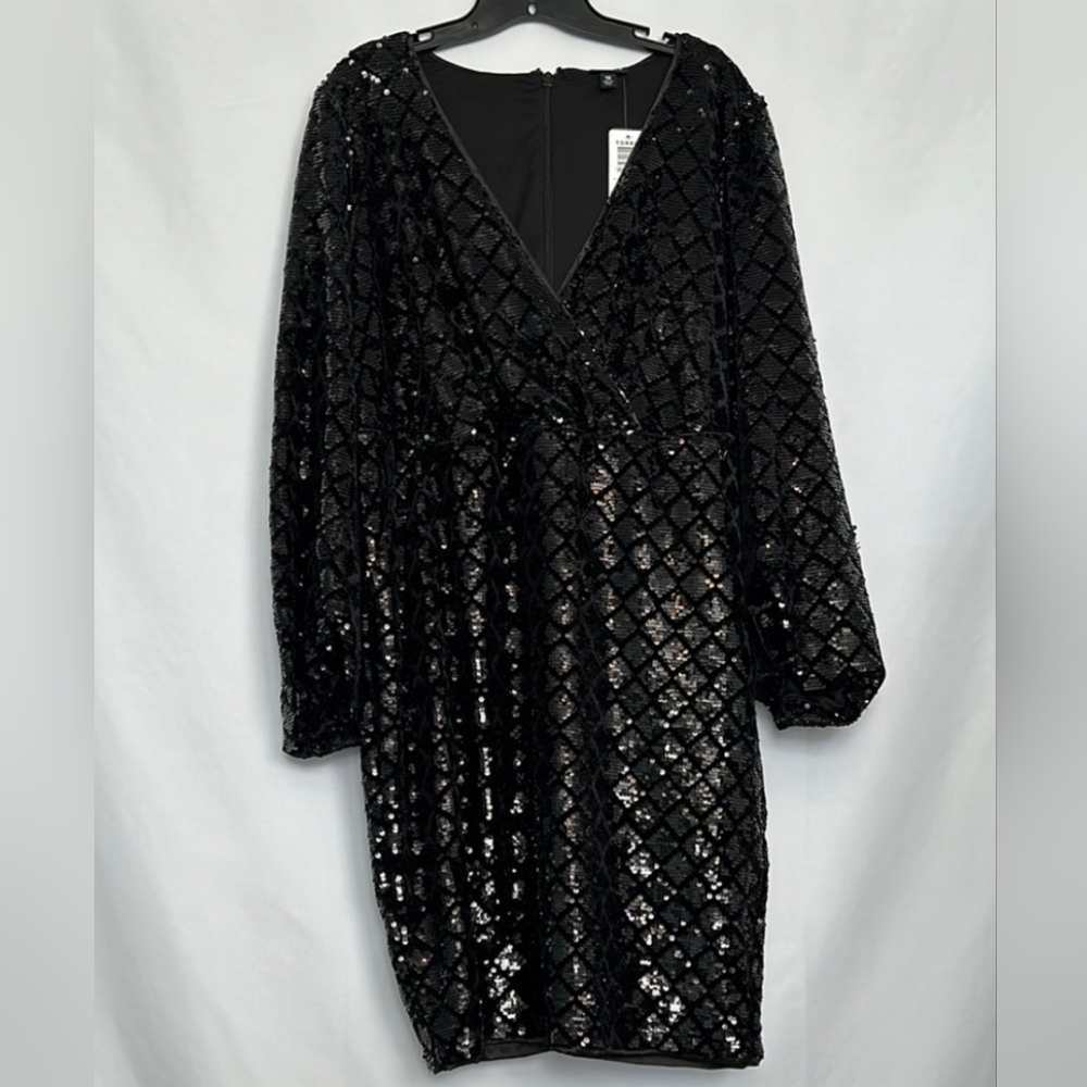 TORRID size 4 black sequins v neck sheath dress